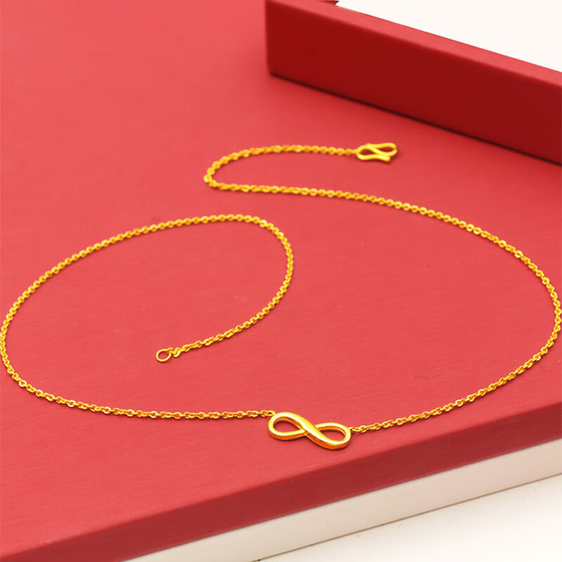 匠蕴黄金项链女足金999无穷大符号细款套链新款秀气清新锁骨链送礼 链