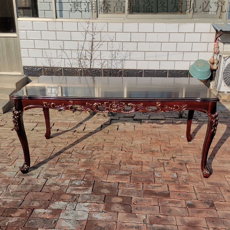 剧本杀欧式餐桌椅组合实木长方形加长2米民国狼人杀桌游黑色桌子 1