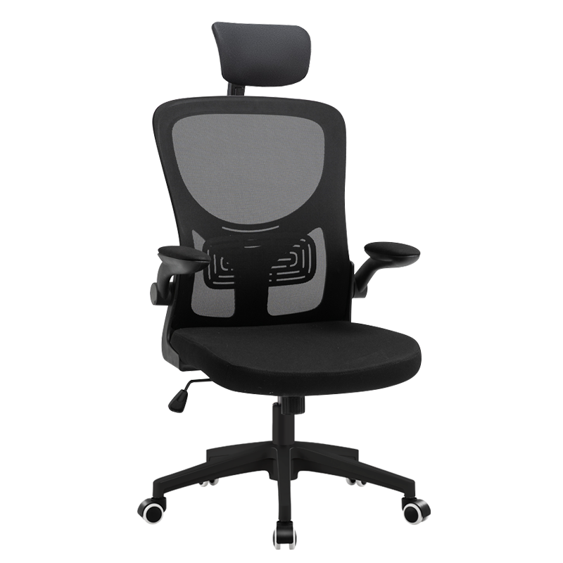 古雷诺斯 电脑椅家用电脑凳中学生椅学习升降椅子书桌椅办公椅写字舒适久坐 S175-03-全黑带头枕