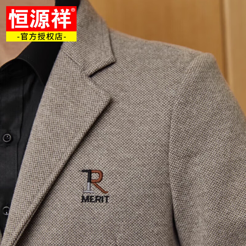 西服男士春秋季新款商务英伦风单西中青年西装男宽松便西外套 浅咖色
