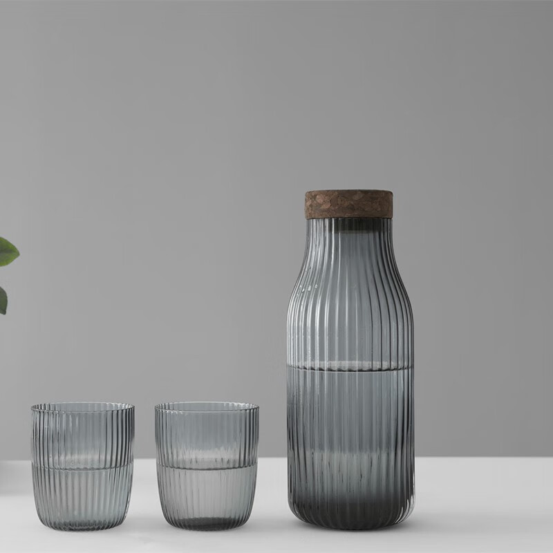 VIVA scandinaviaInfusion™系列灰蓝色玻璃水壶冰水瓶软木塞盖子 1.1L V79300玻璃水瓶单只