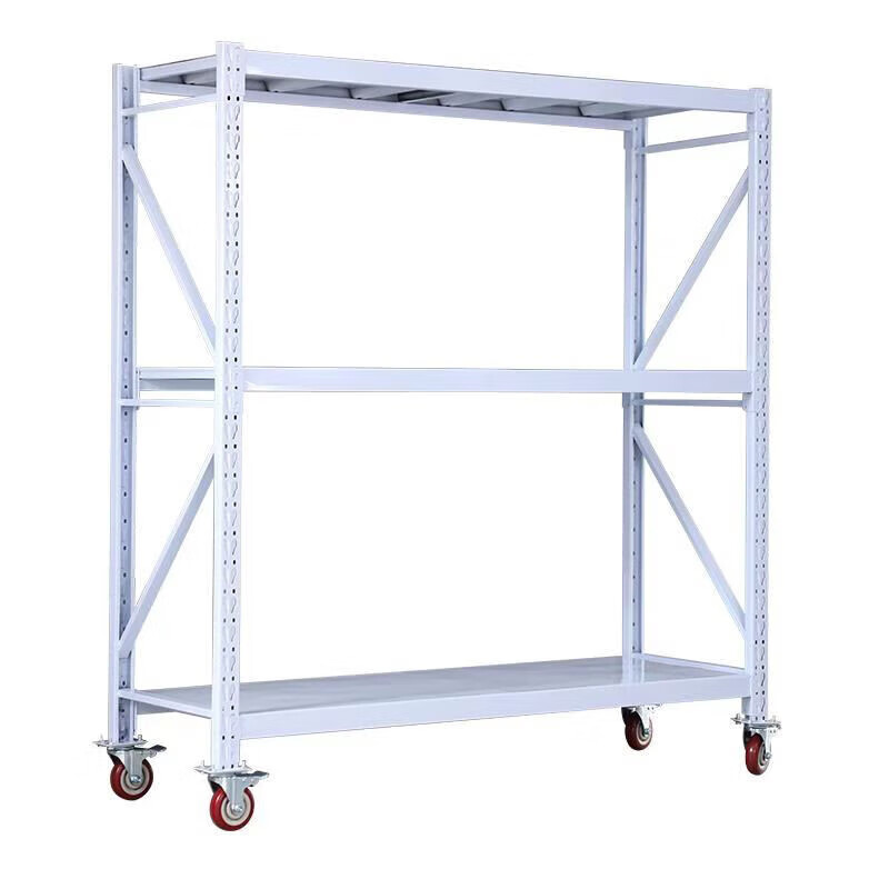 凯仕帝(kastiza)移动货架带轮子货架仓库金属仓储拆装多 三层白色带轮