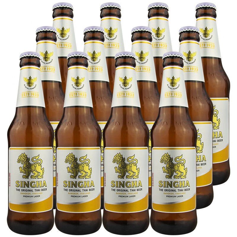 慕妃泰国原装进口啤酒胜狮啤酒 SINGHA LAGER  330mL*12瓶