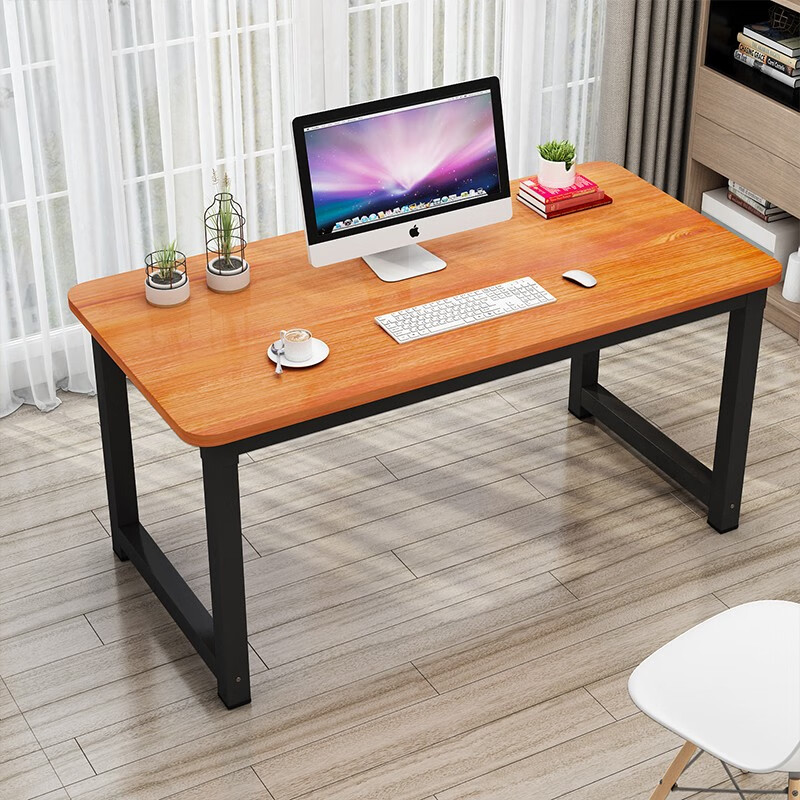 百意（BAIYI） 电脑桌 书桌加宽台式家用现代简约简易办公桌学习笔记本写字电竞桌子 60*100cm深木色黑架