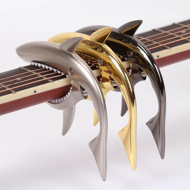 美妙斯民谣吉他变调夹 古典电木吉他尤克里里金属变调夹 创意个性鲨鱼 哑银色+布袋
