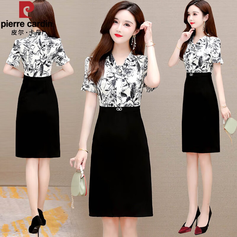 皮尔卡丹(pierre cardin)品牌雪纺连衣裙女夏季女装2023年新款气质