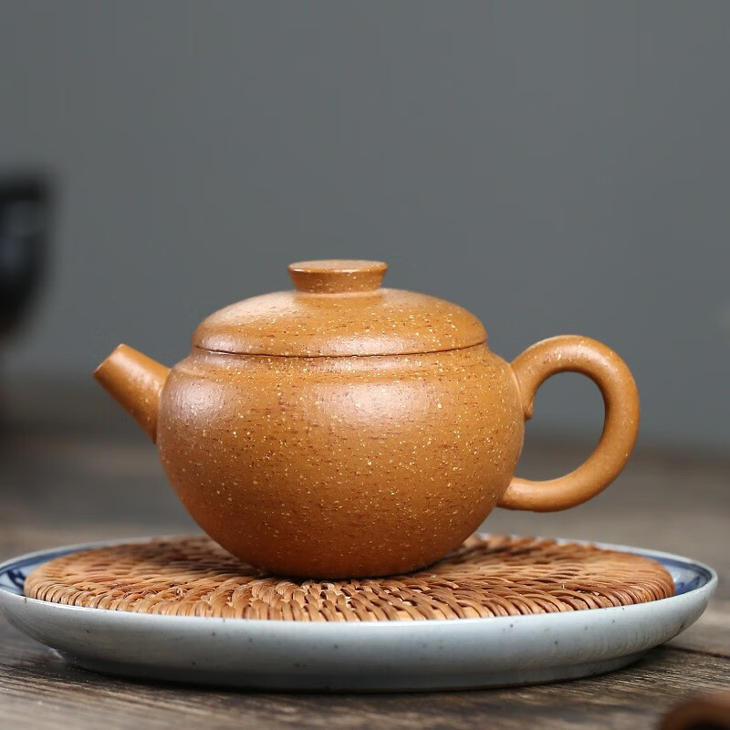 静心壶韵 宜兴紫砂壶 国工谭震手工制葵黄朱泥小容量泡茶壶礼品功夫