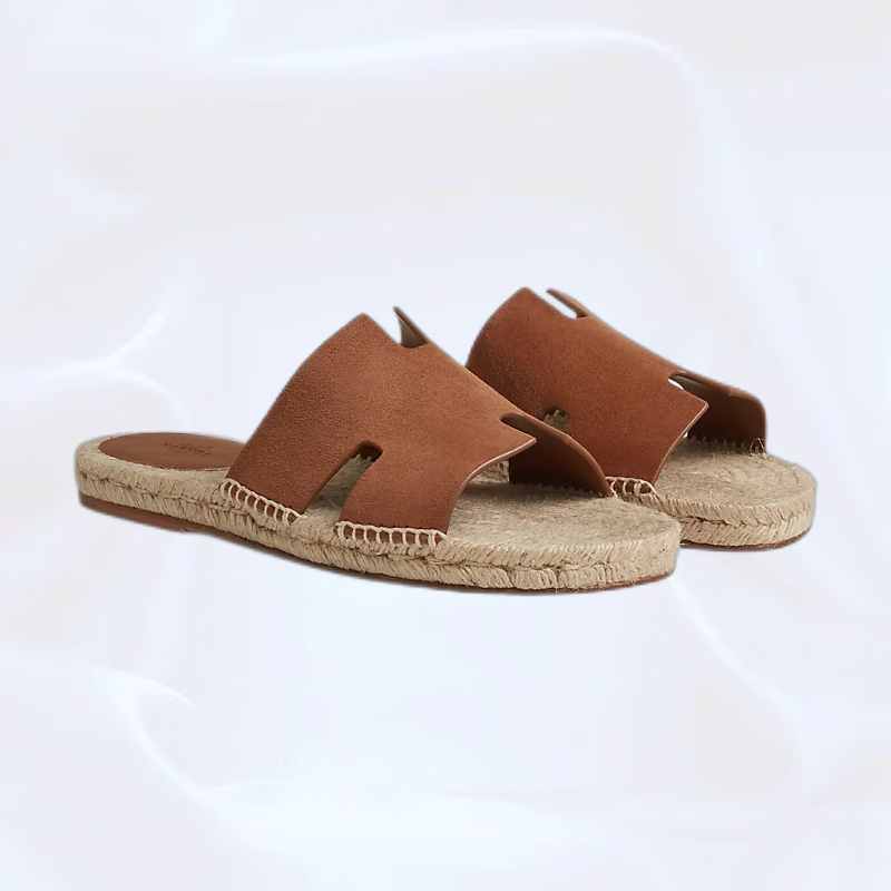 爱马仕(hermes)2024年新款男士antigua 时尚拖鞋 凉拖草底 男鞋 橙色