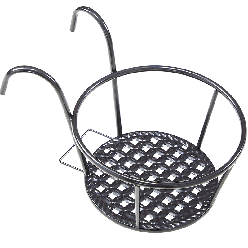 索尔诺 悬挂花架 阳台铁艺简约悬挂花架挂架 多肉绿萝架装饰挂架 一只装-黑色【托底直径18*上环直径22】
