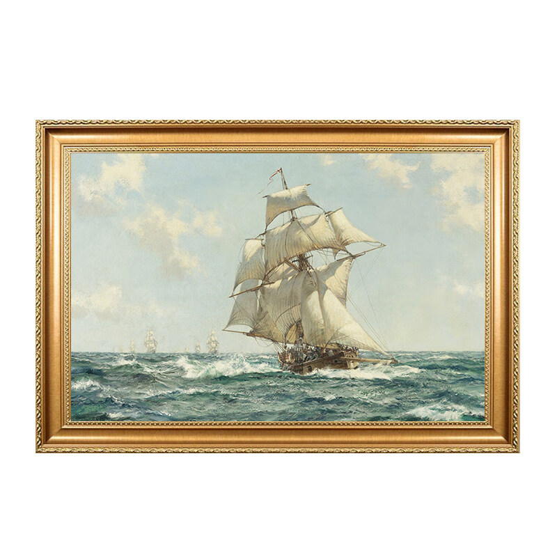 梦彩阁家居纯手绘油画欧式帆船海景装饰画客厅玄关过道餐厅酒店画可定