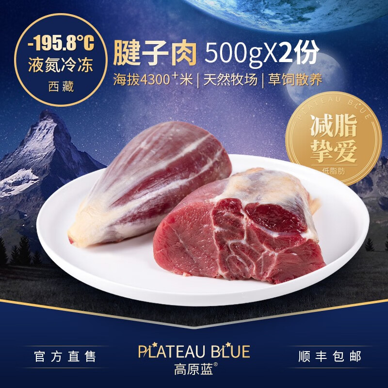 西藏牦牛肉高原蓝新鲜牛腱子肉生牛肉2斤真空冷冻腱子肉牛肉 1000克（500克*2份）