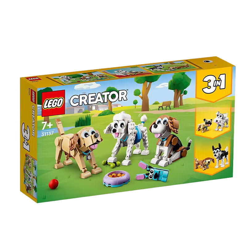 乐高(lego)积木玩具 创意三合一 31137 萌萌小狗 7岁  生日礼物益智