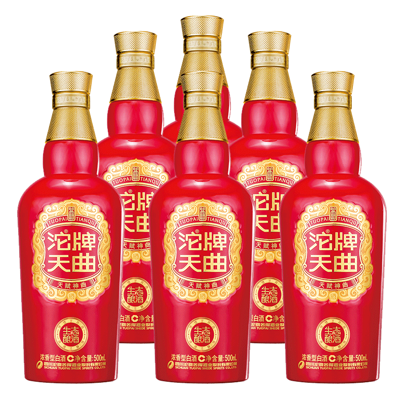 沱牌白酒 52度浓香型白酒 高度白酒 沱牌天曲 500ml*6