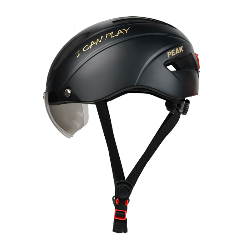 匹克自行车头盔山地车公路车夜行骑行头盔男女一体成型安全帽碳黑色