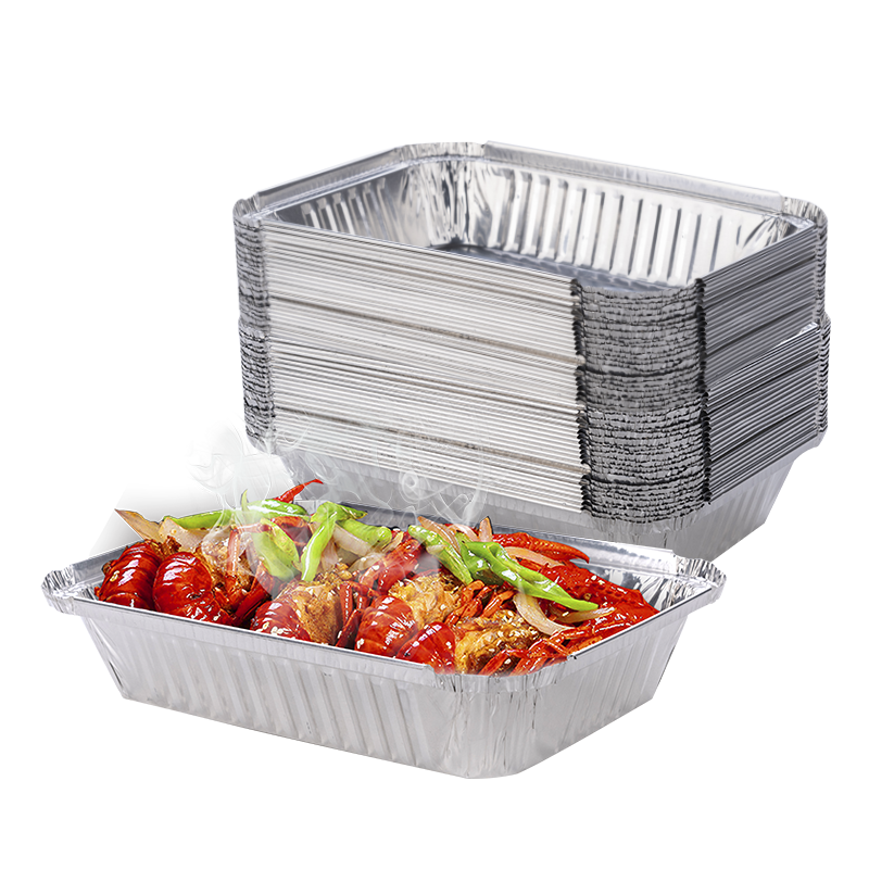 尚烤佳 锡纸盒 铝箔盘 锡纸盘 铝箔盒 烤箱烤盘 长方形烤肉盘 打包盒 一次性餐盒 900ml 25只装