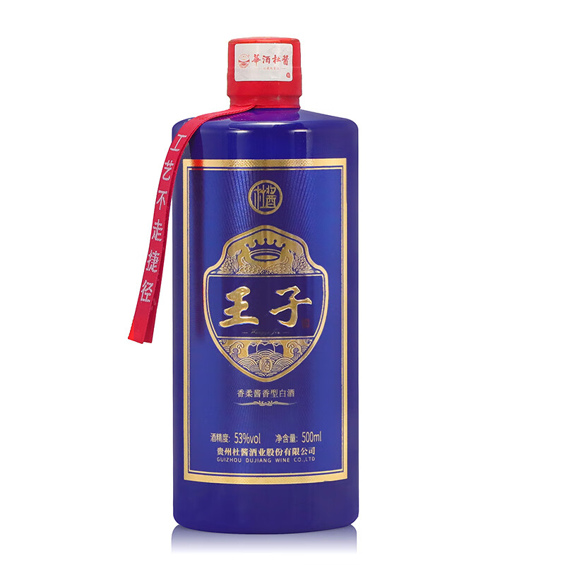 杜酱杜酱酒贵州茅台镇酱香型白酒53度纯粮食酒窑藏老酒 杜酱王子酒 53度 500mL 6瓶 整箱+3个手提袋