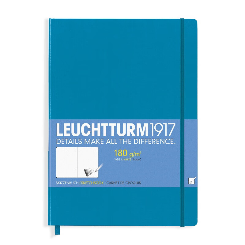 LEUCHTTURM1917笔记本子文具手账记事日记本会议记录商务礼品A4A5素描本【德国灯塔】天蓝色【180g】 A4