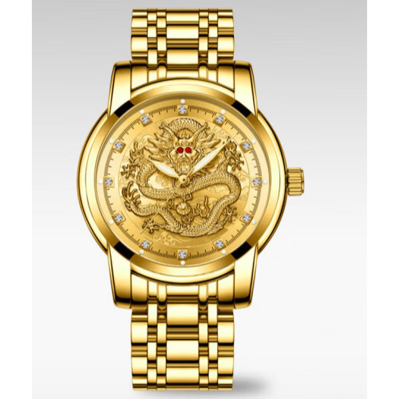 igiftfire瑞士男士国潮金龙表机械石英防水夜光名牌表男表 龙表063