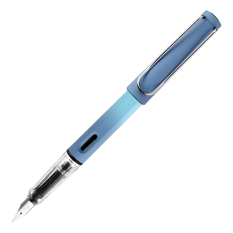 HERO 英雄 钢笔 359B 明尖铱金男女初学练字三年级正姿签字钢笔（附加6支墨囊） EF尖 渐变深蓝