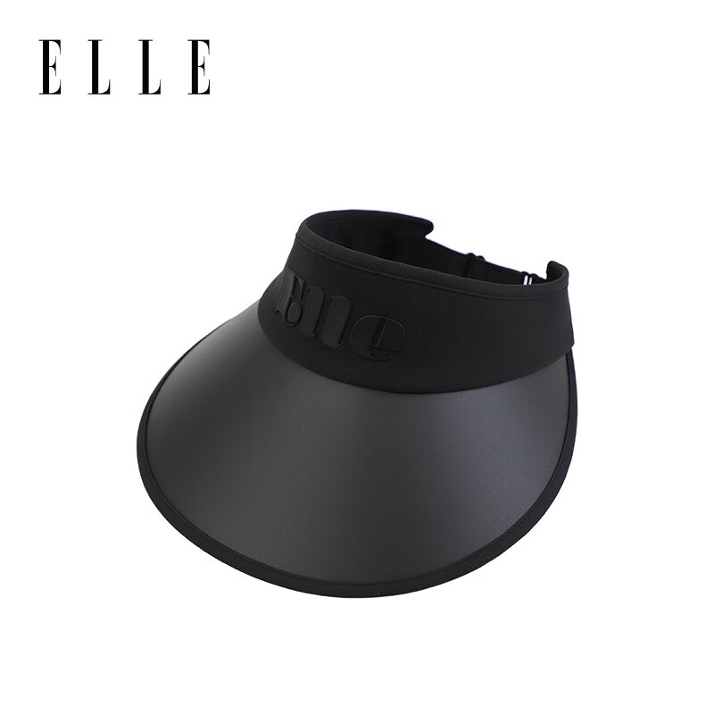 ELLE防晒空顶帽女士夏季防紫外线户外运动休闲出游骑行大檐遮阳帽 经典黑
