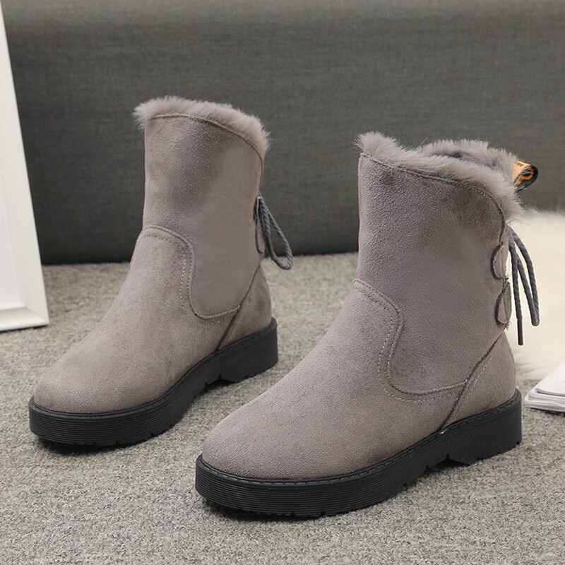 雪地靴 女冬季新款2019韩版中筒靴子加绒保暖两穿棉靴平底防滑短靴