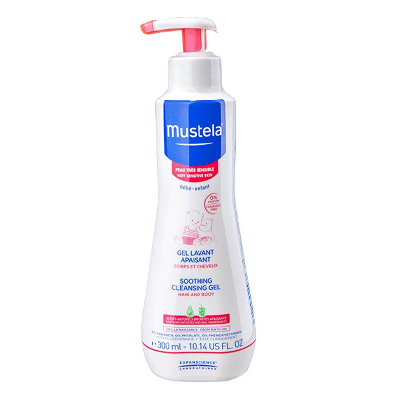 妙思乐(Mustela)法国进口儿童敏感肌舒缓洗发沐浴露二合一婴幼儿温和无香型 300ml