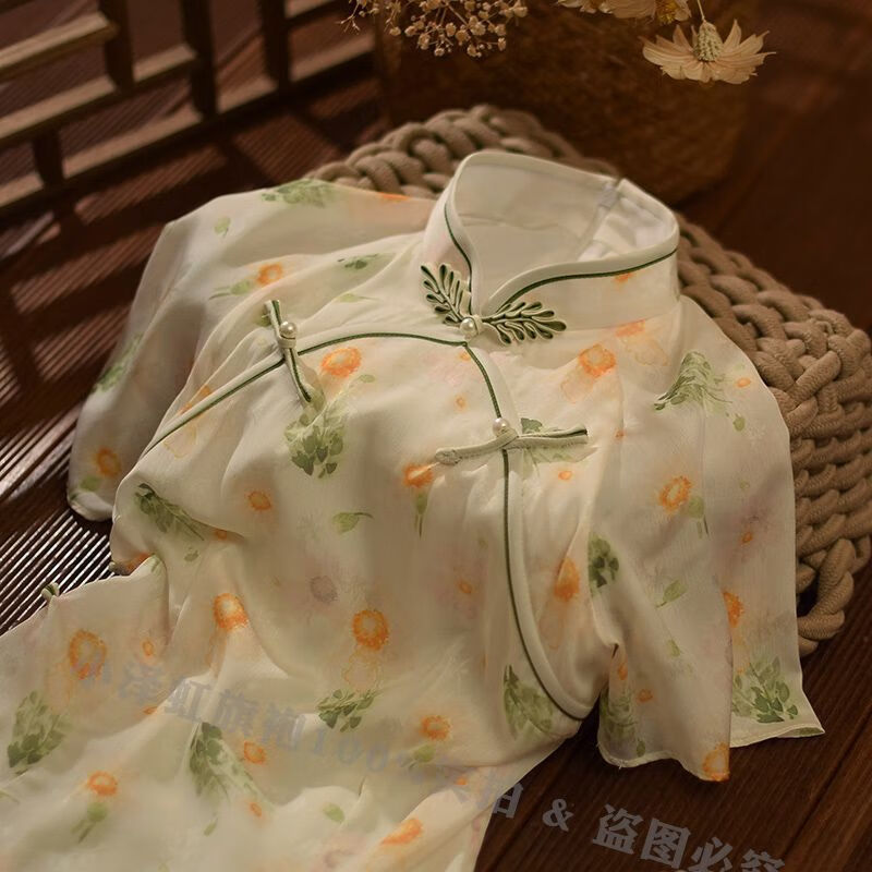 罗蒙（ROMON）白色荷叶袖小清新古法双襟复古民国小个子少女年轻款改良旗袍女夏 白底花色(现货) [高质量/双 XXL使用感如何?