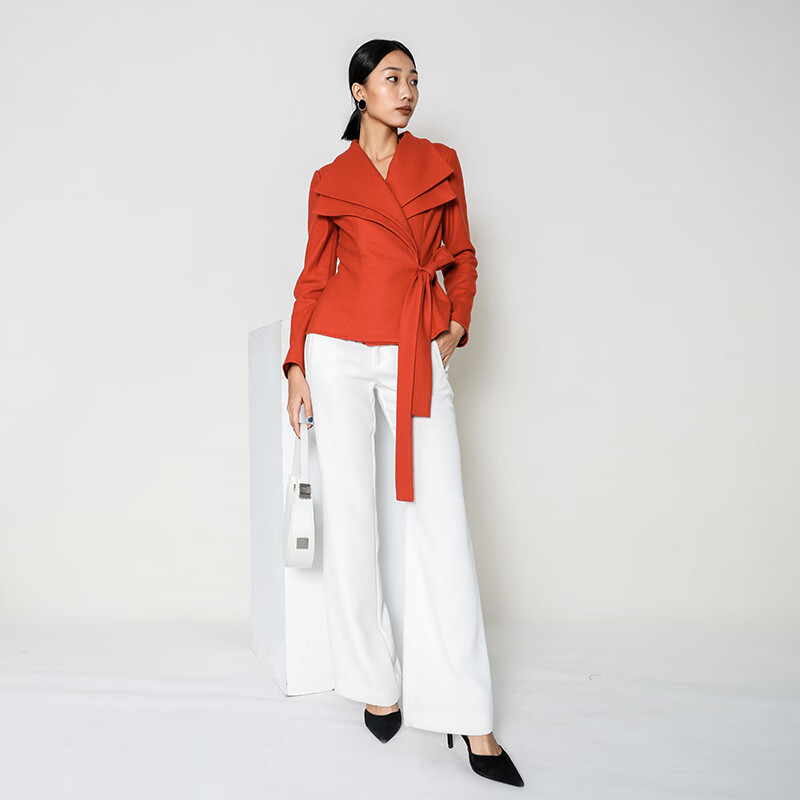 brand by meibrandbymei甄选意大利进口初剪100%小羊毛双层大翻领短