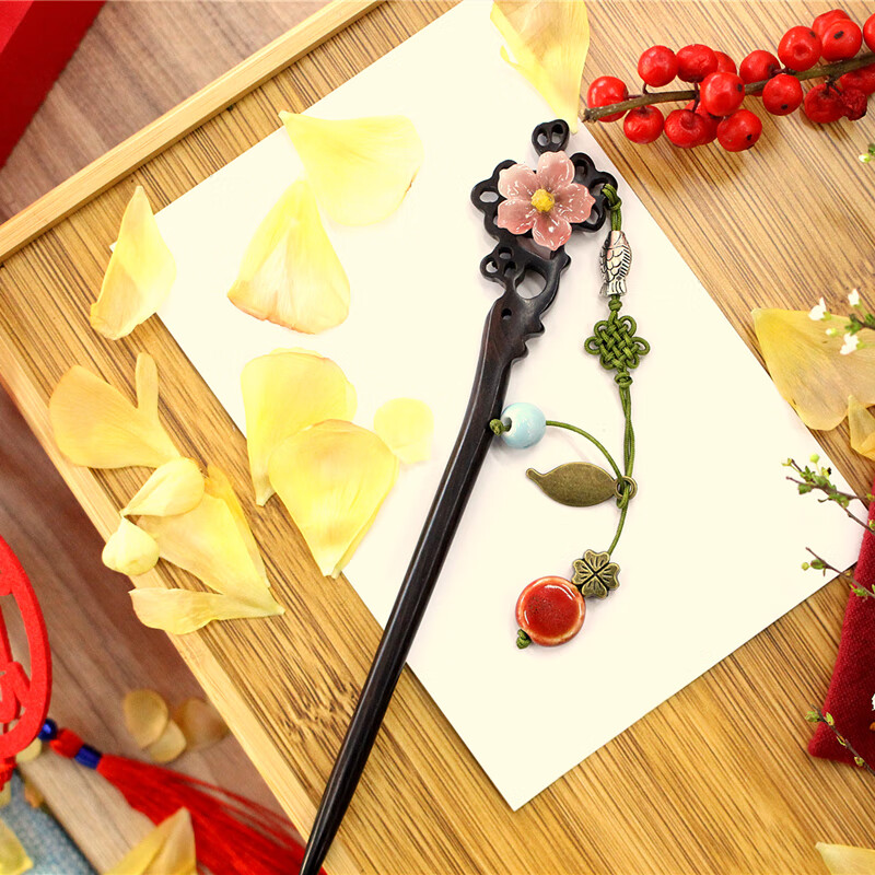 gmay 青青子衿原创古典古风黑檀木发簪 步摇流苏古装