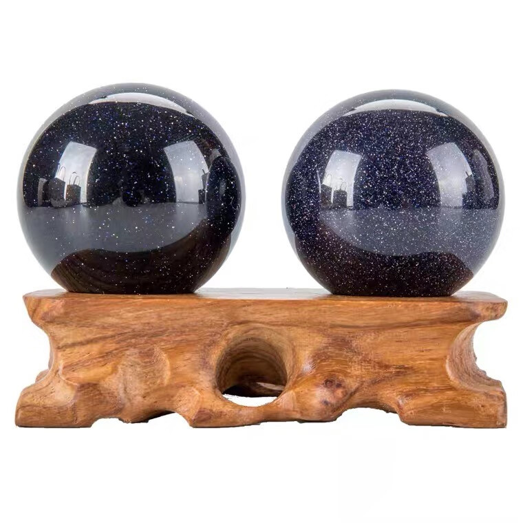 艺香星空蓝砂石球摆件 蓝色水晶球蓝沙石小球把玩球装饰能量球 3厘米