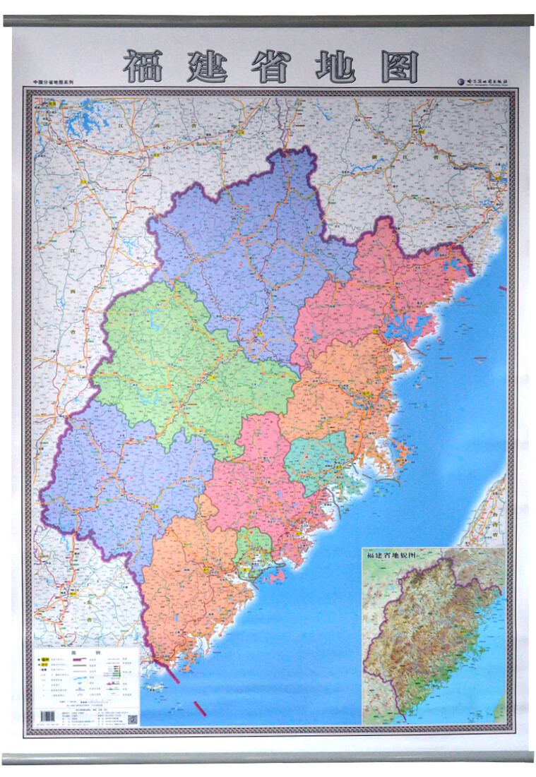 新版福建省地图挂图1.4米x1米政区交通地形机场铁路高速办公室书房通