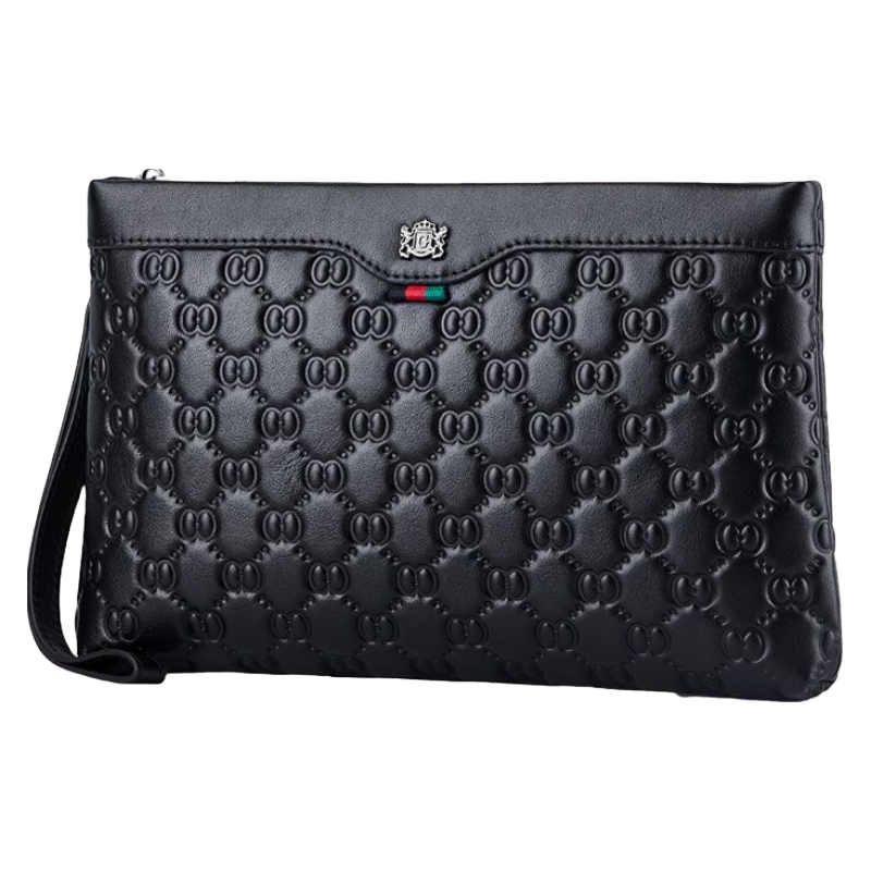 库奇世家品牌男士真皮手包大容量信封包手拿包奢侈品礼物 黑色