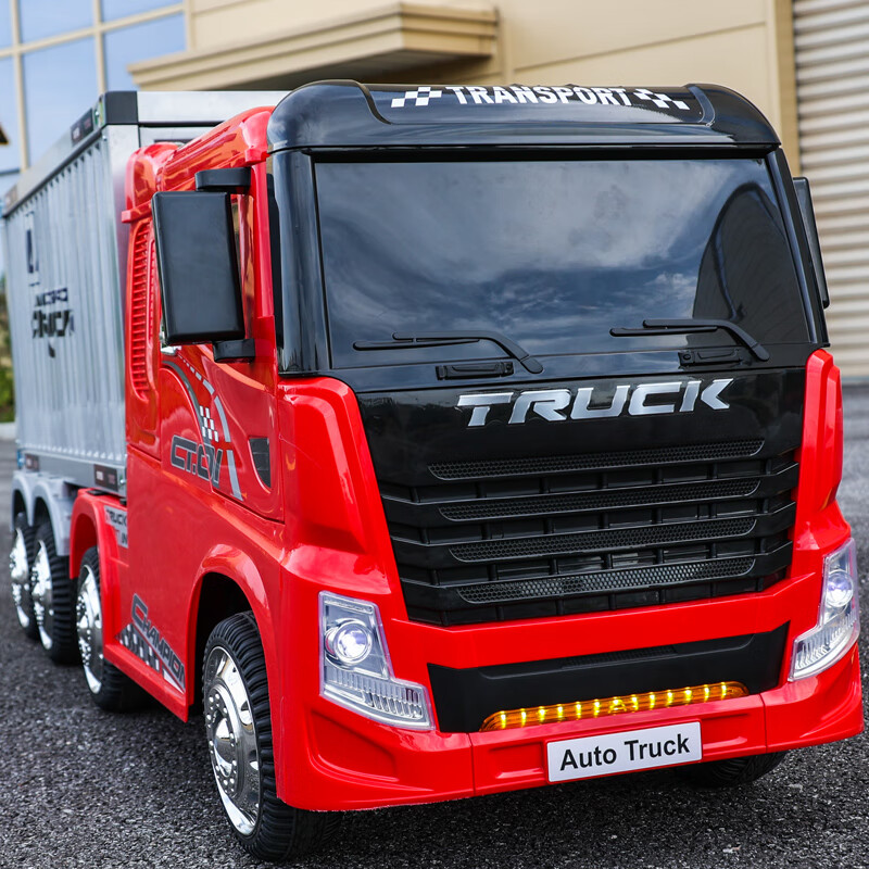 玖纹豹货车卡车头儿童电动汽车四轮遥控大货车3-6岁小孩半挂车玩具车