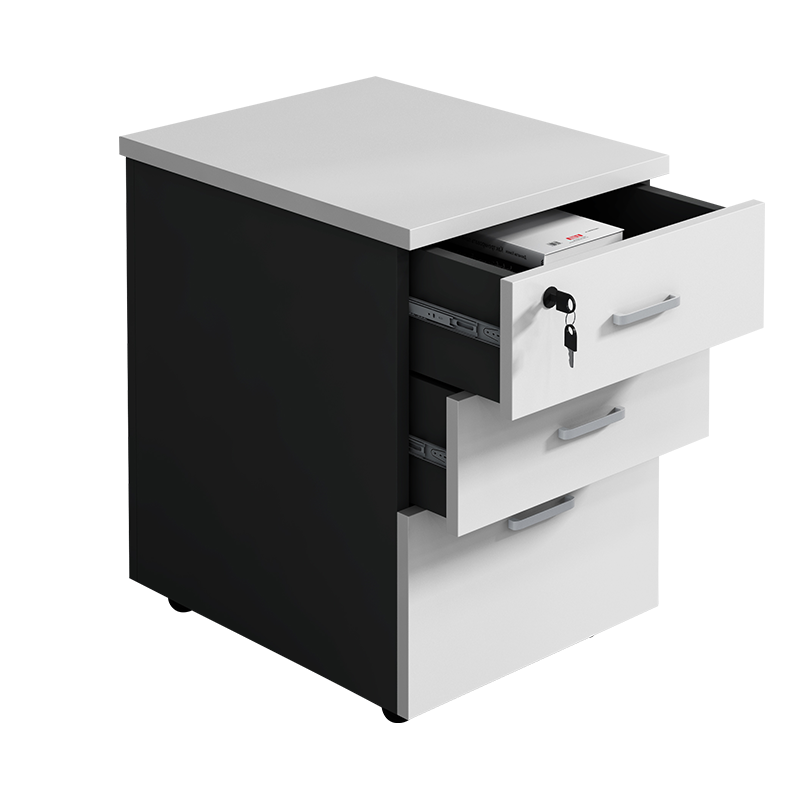 卡奈登活动柜 办公柜文件柜资料柜储物柜小矮柜子移动柜床头柜三抽 灰白配【5个起售】