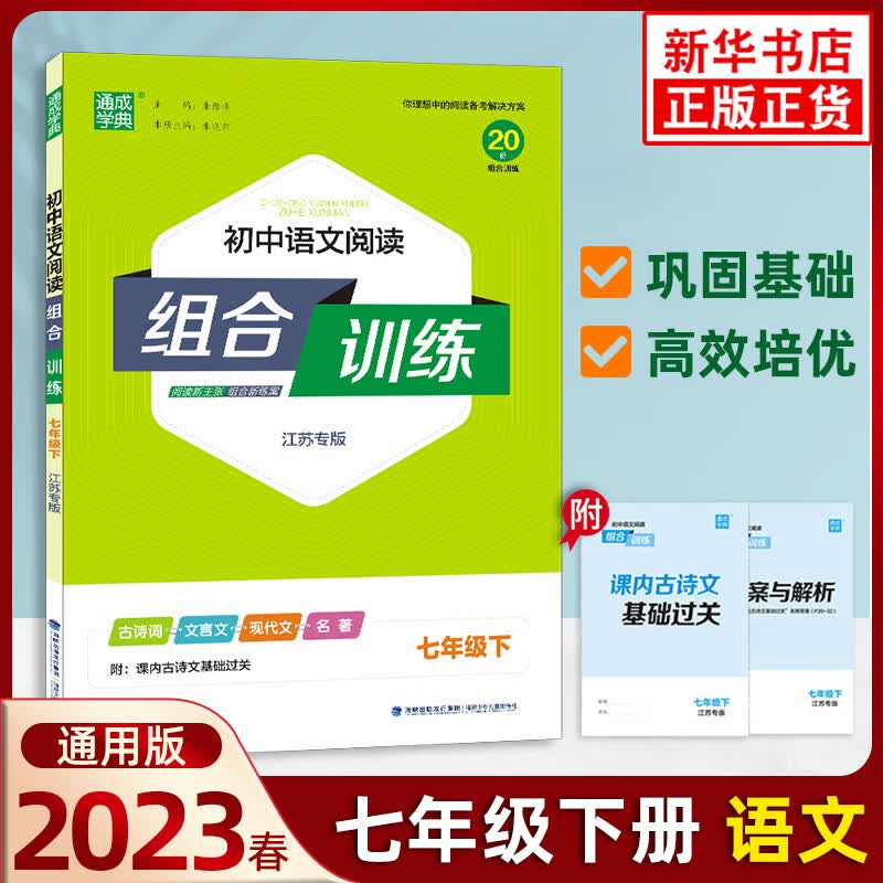 2023版 初中语文阅读组合训练 七年级下册语文江苏专版 通城学典 7年级下册初一下 中学教辅练习册