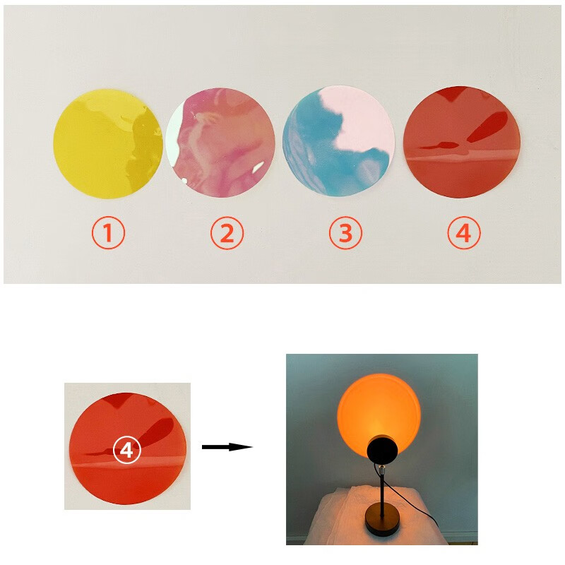 幽麦 夕阳落日灯 小红帽现代简约落地灯客厅轻奢氛围投影灯卧室低压 一灯10色- 4片膜