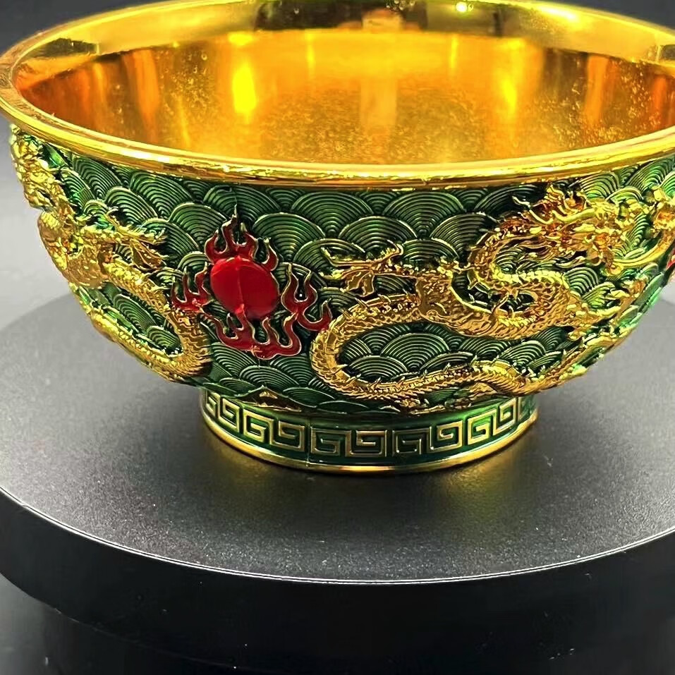龙腾盛世掐丝珐琅金碗龙年摆件复古乾隆年制家居门店乔迁礼品