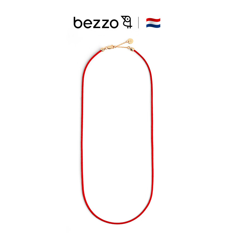 bezzo原创设计S925银项链编织小红绳子男女情侣款简约锁骨链送女友闺蜜 幸运红（金色扣）