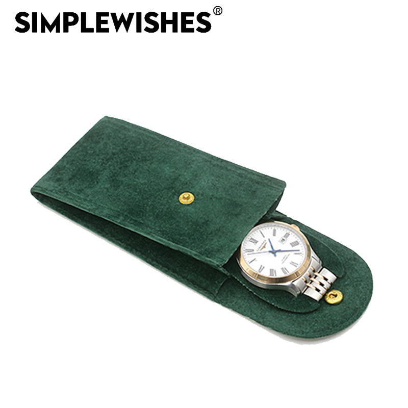超纤皮手表包PU皮手表收纳包手表包单个手表收纳包2个4个6个表位表包出差旅行便携储存手表包 单表位-绿色手表收纳包