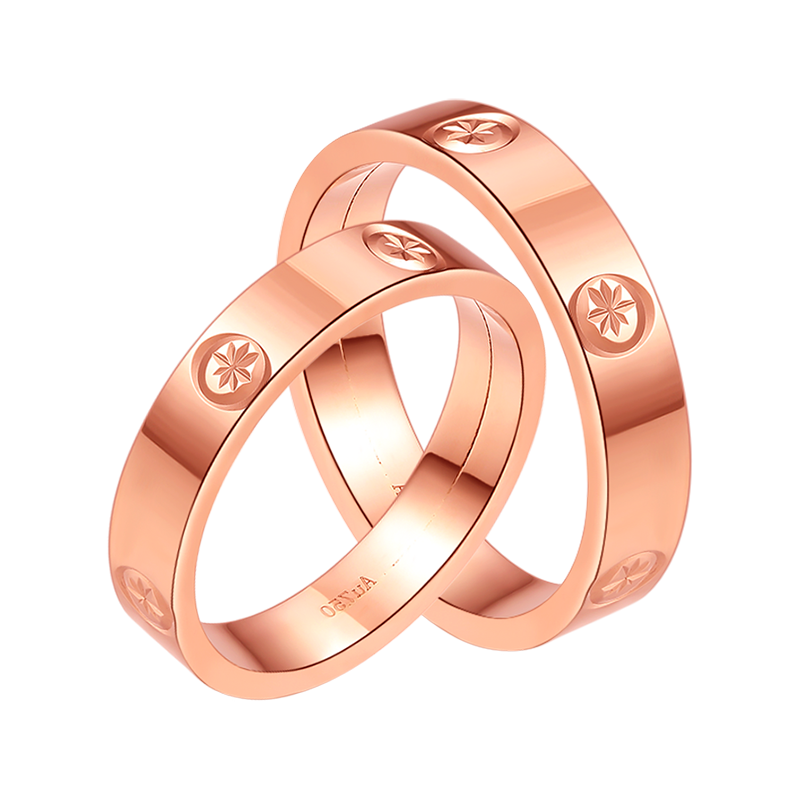黛慕妮  18K金戒指简约卡风情侣对戒玫瑰金戒指LOVE系列戒指母亲节礼物 男戒17号
