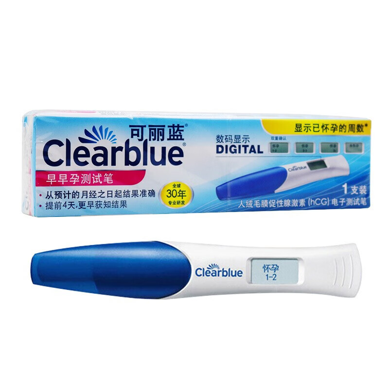 可丽蓝（Clearblue）电子验孕笔 1支装 数字显示怀孕周数 验孕棒 早早孕试纸 怀孕试纸