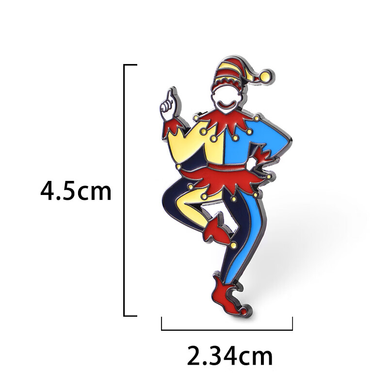 彩色黑白小丑 合金属胸针徽章书包配饰 彩色小丑 合金徽章 高x宽4
