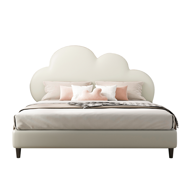 喜临门皮床 现代简约云朵造型木框架床 学生青少年榻榻米皮床轻奢床 云迪1.5*2米