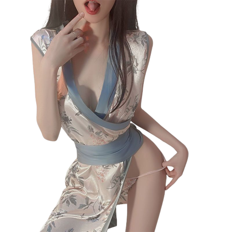 浪莎 情趣內衣 性感睡衣復古旗袍漢服收腰高開(kāi)叉激情免脫夫妻刺激床上誘惑日系和服蝴蝶結制服角色扮演
