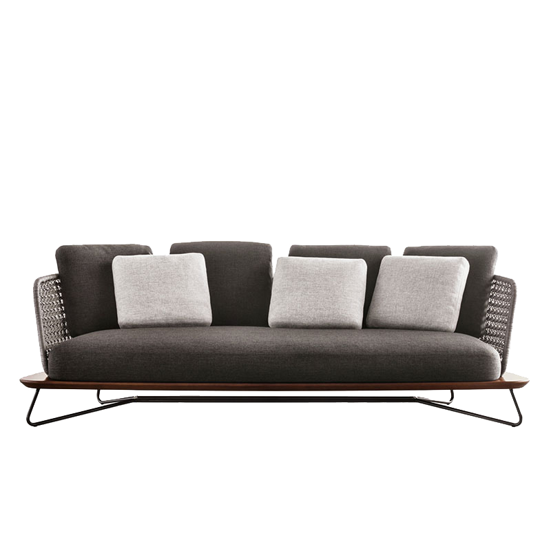 嘉勒美 北欧户外藤编样板房家具藤艺沙发单人三人现代花园沙发椅 单人沙发+脚踏(含垫)