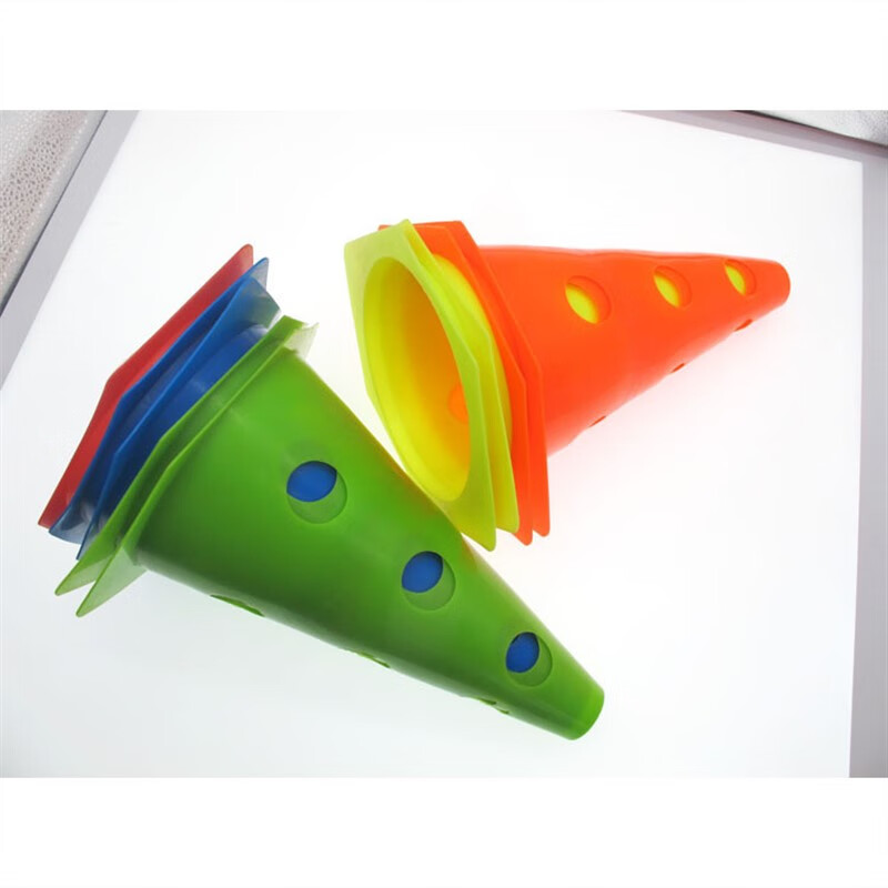 三环(threehuan)23cm六边形带孔锥桶足球训练器材障碍物标志桶标志物*