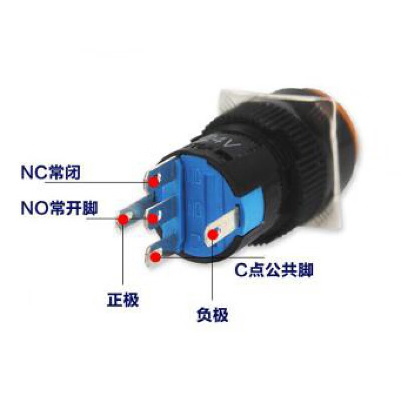 idec和泉al6-mal6m-al6h-m14gcywrc自复位按钮开关5脚带灯24v al6m