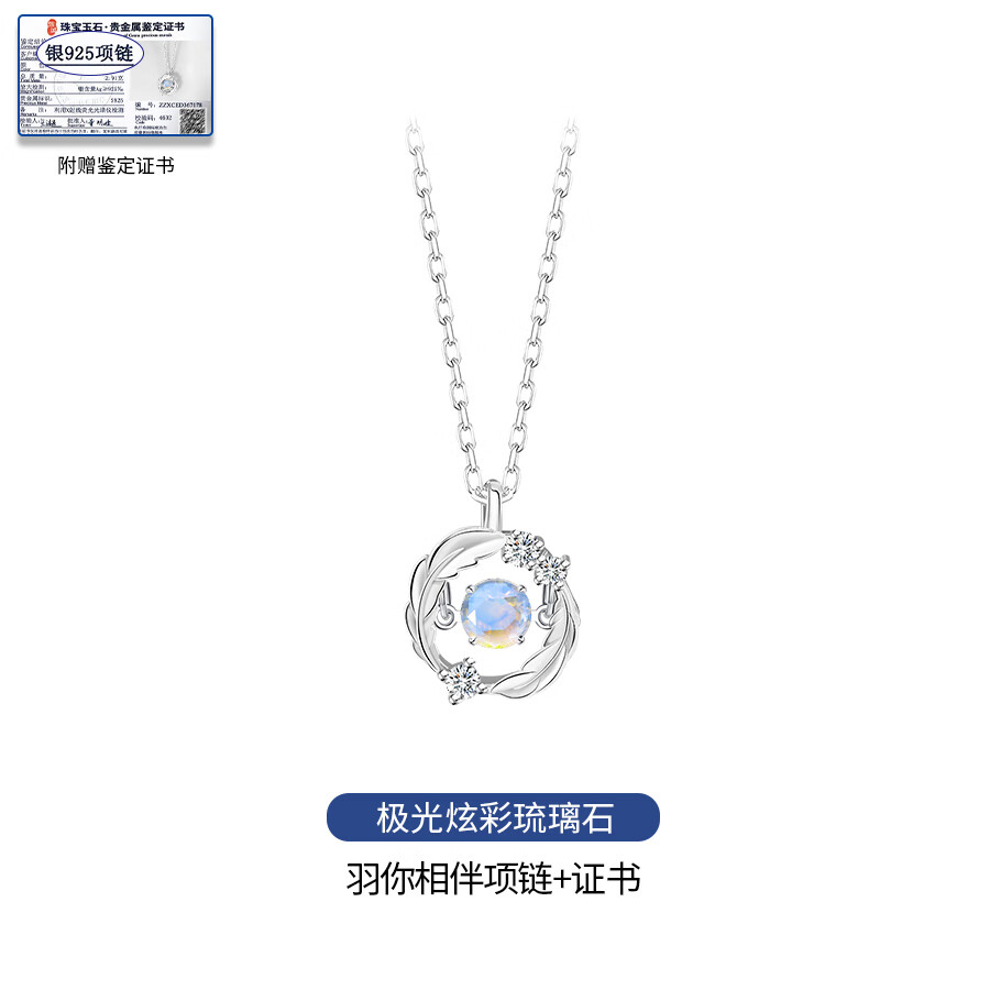 rjt微汀坠链均925银羽你相伴银项链女轻奢小众七夕