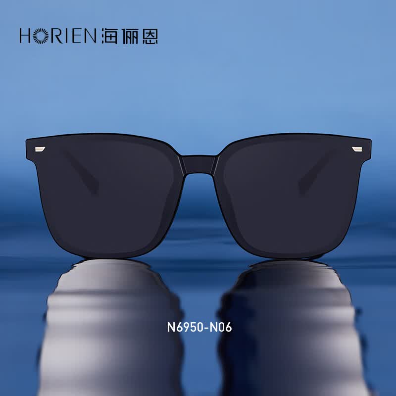 海俪恩（HORIEN）GM墨镜男韩版时尚太阳眼镜女紫外线方框大脸显瘦开车防晒6950 N06-深灰色(百搭大框，男女通用)