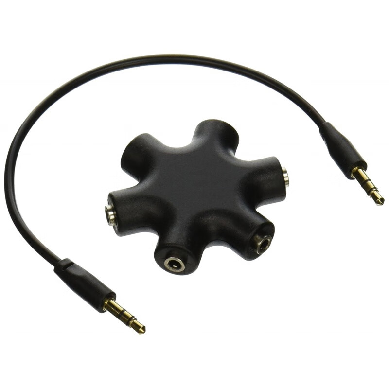 draco 适用于乐分享器3.5毫米六合一音频连接集线器 耳机多合一转换头 黑色 音频一分五头